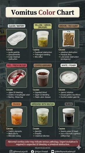 Vomiting Colour Chart | Causes & Clinical Significance (Medical & Nursing)