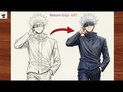 Easy Gojo Drawing for Beginners | Step-by-Step Anime Tutorial 🔥 (Drawing Transformation)