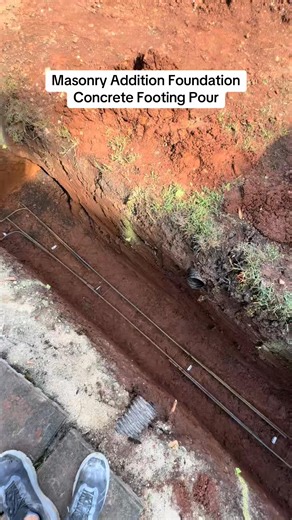 Masonry Addition Foundation Concrete Footing Pour #masonry #construction #howto #DIY #concrete | Ellaonwheels0 | Facebook