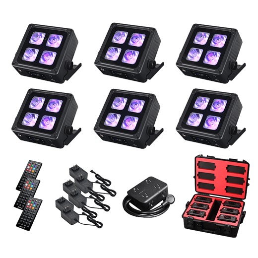 JMAZ MAD PAR 4IP 6PK 60W RGBWA UV LED Battery Powered Outdoor Uplight