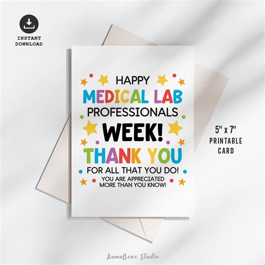 Lab Week Thank You Card, Medical Laboratory Professional Appreciation Printable Gift Cards - Etsy