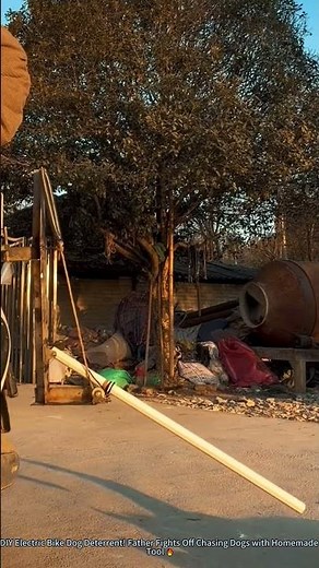 DIY Electric Bike Dog Deterrent! Father Fights Off Chasing Dogs with Homemade Tool 🔥