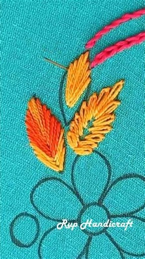 Leaves Embroidery 🌿 Fishbone Stitch Leaf Embroidery Tricks,How to Leaf Easy Embroidery shorts reel