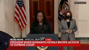 Ketanji Brown Jackson says she must begin remarks about her Supreme Court nomination by "thanking God for delivering me to this point in my professional journey." "My life has been blessed beyond measure, and I do know that one can only come this far by faith." | CBS News