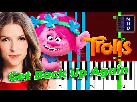 Anna Kendrick, Trolls - Get Back Up Again (Piano Tutorial Easy)