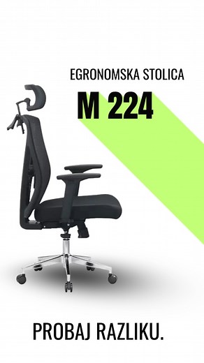 Dva izbora iz iste serije – M-224 🪑 Isto telo (mesh naslon koji diše 🌬️, pouzdana baza), ali različit nivo udobnosti u detaljima. M-224 BASIC (tiha radilica) • ✅ Mesh naslon osnovna lumbalna potpora • ✅ Podesiva visina sedišta (gas lift) blag tilt • ✅ Fiksni nasloni za ruke (stabilni, bez viška pokretnih delova) • ✅ Hromirana 5-kraka baza sa točkićima (glatko kretanje) • ✅ Minimalističan izgled, lako održavanje 🧼 M-224 (sa naslonom za glavu / više podešavanja) • ✅ Mesh naslon aktivnija podršk
