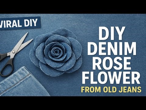 How to Make Denim Rose With a Glass - Cut Fabric Scrap Craft Idea | Easy No- Sew Craft #diy #craft