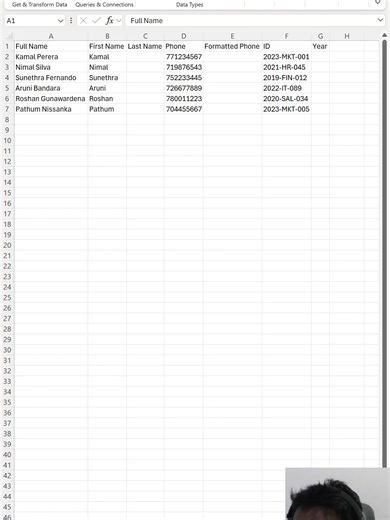 Excel Flash Fill Magic in Sinhala