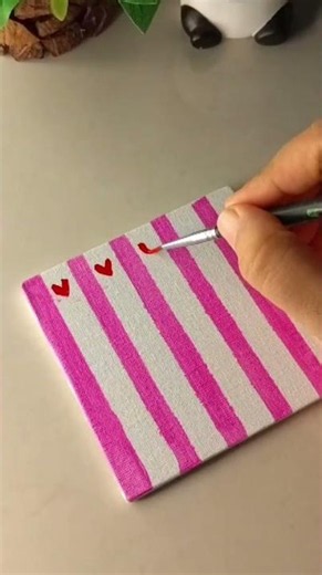 Cute Pink Heart Canvas Painting 💗 | Easy DIY Acrylic Art#explore #ytshots #youtubeshorts