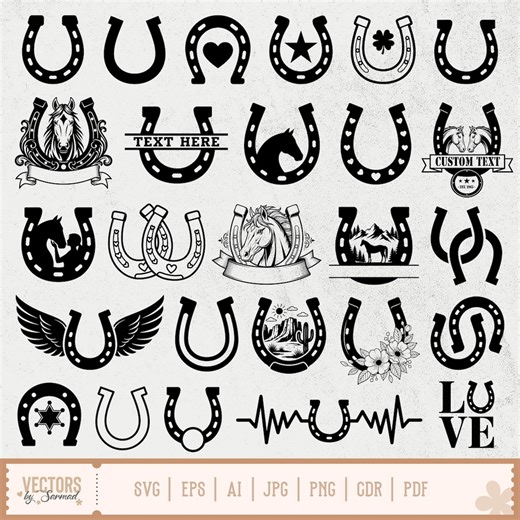 Horseshoe SVG Bundle, Horse Shoe PNG, Horse Shoe Cut Files, DIY Horseshoe Svg, Horse Shoe Split Monogram, Horseshoe Custom Name - Etsy Canada