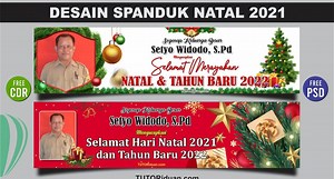 Free 2 Desain Banner Spanduk Natal 2021 CorelDraw Photoshop (Free CDR & PSD)