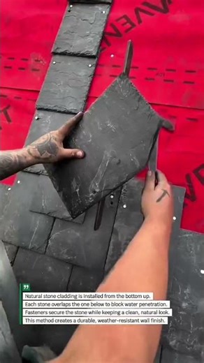 Installing Natural Stone Wall Cladding with Perfect Overlap #Construction #Masonry #Stone