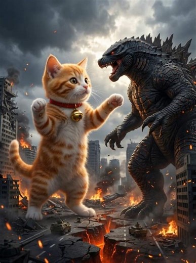 Cat vs Godzilla😱 #video #viral #viralvideo #viralvideo