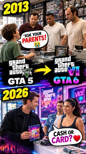 2013 Can I buy GTA 5? You need your parents’ permission.”2026 GTA 6 DVD Cash or card, sir? #gta#gta5