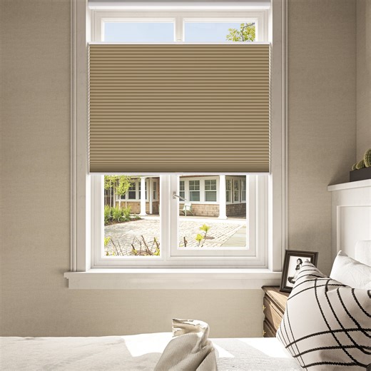 Keego Cordless Top Down Bottom Up Shades Free Moving Cellular Window Blinds Customizable for Home Bedroom Kitchen Decor Coffee 100% Blackout 50"w x 40"h