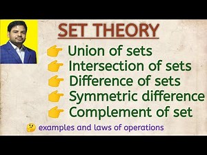 Operations on sets|Union|Intersection|Difference|Symmetric difference|Complement of sets