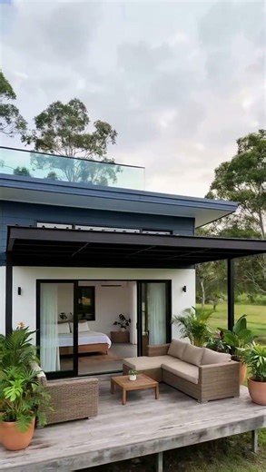 Modern Tropical Small House With Cozy Wooden Terrace