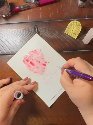 I'm so in love with this pink ink from Octopus Inks. It's called Cherry Blossom and it's very much living up to that name with that almost translucent pink color. #inkswatch #octopusink #fountainpenink