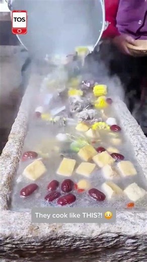 STONE COOKING looks unreal 😳🔥🍲 #shorts #crafts #skills #handmade #satisfying