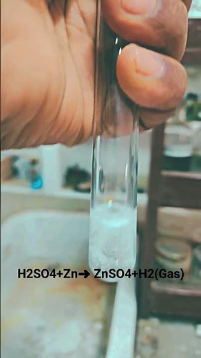 Zn + H2SO4 → ZnSO4 + H2. (Zinc react with acids)