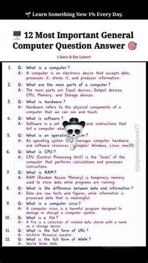 🎯 Most Important Computer Questions 📚 #computer #computereducation #computerbasics #gk #quiz #short