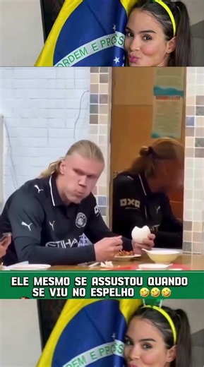 PIV: O SÓSIA DO HAALAND FOI ALMOÇAR E TOMOU UM SUSTO COM O ESPELHO 😱⚽ #memes #humor