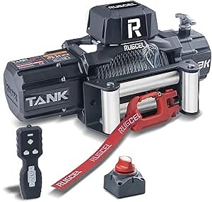 RUGCEL WINCH 13500lb 12V Waterproof Electric Steel Rope Winch with Roller Fairlead,2 in 1 Wireless Remote Control, Wired Control,for Truck SUV, Trailer Winch