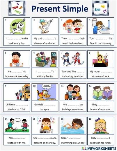 Present Simple online exercise for Elementary