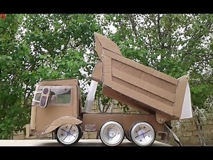 DIY cardboard dump truck with working hydraulic lift | Step-by-step tutorial