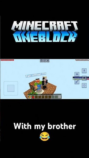 one block 🤯 minecraft with my brother 😂#minecraft #minecraftshorts #shorts