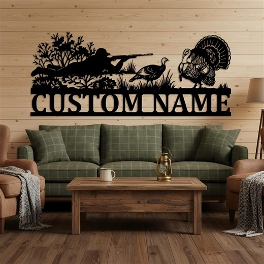 Custom Hunting Metal Wall Art Sign Personalized Name Turkey Hunter Cabin Lodge Decor - Etsy