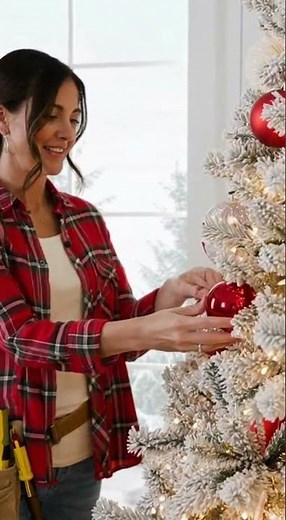 NEW Pre-Lit Artificial Christmas Tree, 6ft Snow Flocked Design Pine Tree Metal Stand