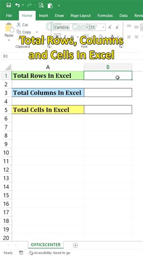 23K views · 86 reactions | Total Rows, Columns and Cells In Excel #excel #dataextractor #exceltips #dataanlysis #exceltricks | Office Center | Facebook