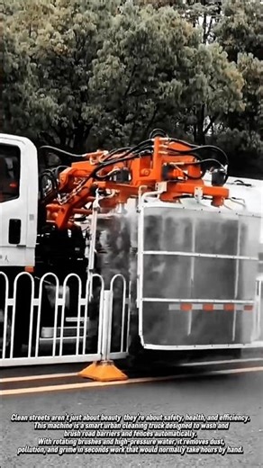 High-Tech Road Barrier Cleaning Machine in Action | Smart City Cleaning Technology!