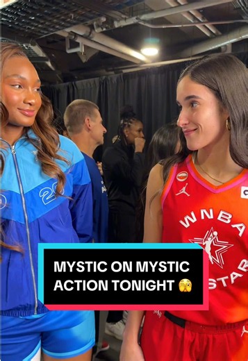 Mystic vs. Mystic 🫣 Kiki Iriafen is looking forward to locking down Sonia Citron on defense tonight! #WNBAAllStar2026 | @AT&T #wnba #kikiiriafen #soniacitron #washingtonmystics