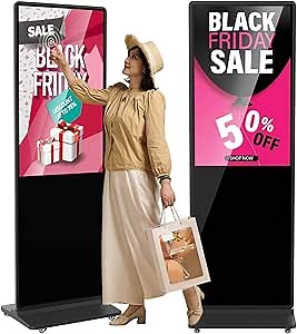 43 inch Indoor Digital Signage Touchscreen,CMS Software,IPS Floor Standing Digital Kiosks Interactive Displays with WiFi HDMI/USB Input Auto AD Player, Android OS Black