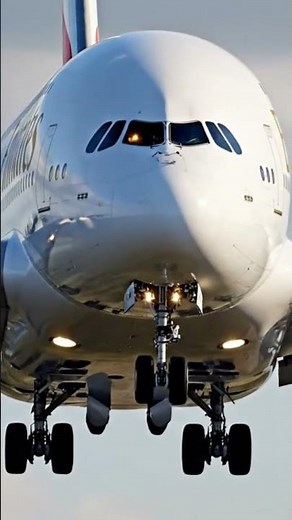 Hyper-Realistic Emirates Airbus A380 Landing | Front View | Ultra Cinematic ASMR