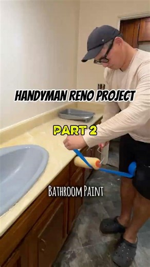 Handyman Reno Project Part 2 - painting the bathroom to give it its first visible change! #diy #ad