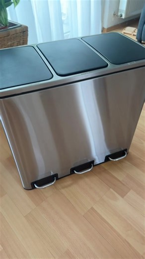 Stylish Stainless Steel Triple Bin for Efficient Recycling