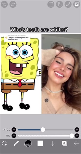 Spongebob vs Addison: Who Has Whiter Teeth?