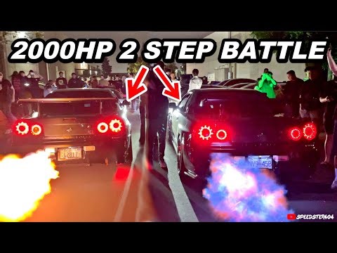 CRAZIEST 2 STEP BATTLE! 1000HP R34 Skyline GTR vs Twin Turbo Huracan STO vs Aventador