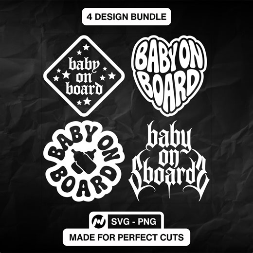 Baby on Board Warning SVG Bundle | Car Window Vinyl Decal Stickers | Goth Baby New Parent SVG PNG for Cricut & Silhouette | Instant Download - Etsy
