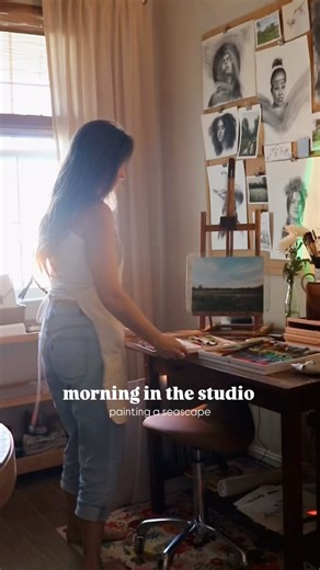 & trying not to get pastel dust in my coffee. #painting #artstudio #artistlife