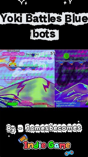 Yoki Battles Blue Bots Indie Game By - Jamesbecomes Sides roller Artistic hand drawn backgrounds