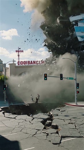 “Hollywood & Highland Quake Disaster: Bus Falls Into Sinkhole, Tower Collapses on CCTV”