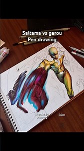 Saitama vs garou pen drawing #art #viral #anime #pendrawing #onepunchman #saitama #garou #short