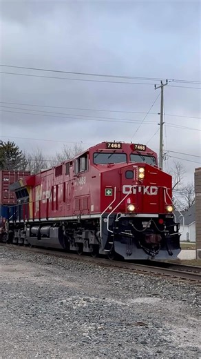 Here’s CPKC 118 rolling through Alliston Ontario with 7468 leading #train #cp #railway