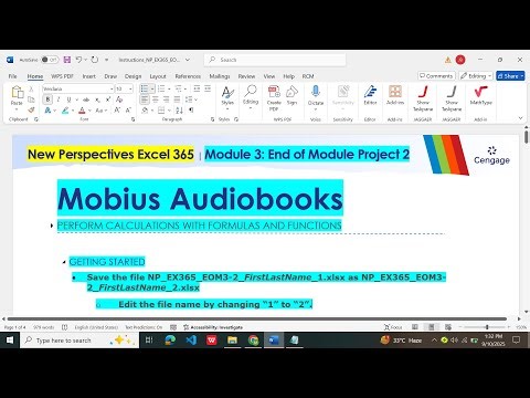 Excel 365 Module 3 End of Module Project 2 | Mobius Audiobooks