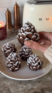 Sobremesa linda e deliciosa para o Natal! Já imaginou surpreender sua família com essas pinhas de chocolate que parecem saídas de um conto de inverno? 😍 Além de serem um charme na mesa, elas são super fáceis de fazer! Você vai precisar de brownie ou uma massa de chocolate como base, cereal de chocolate para criar o efeito das escamas e, claro, aquele toque especial de açúcar gelado ou em pó para dar a aparência de neve ❄️✨. Essa receita não é só uma sobremesa, é uma decoração comestível que enc