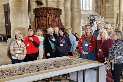 Embroidery recreating medieval ceiling of Peterborough Cathedral is revealed